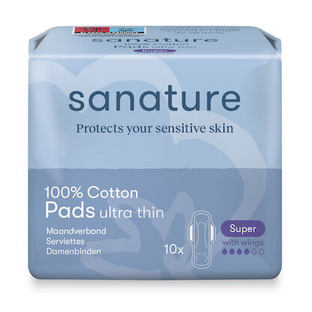 Sanature 100% Katoen Maandverband Super 10ST