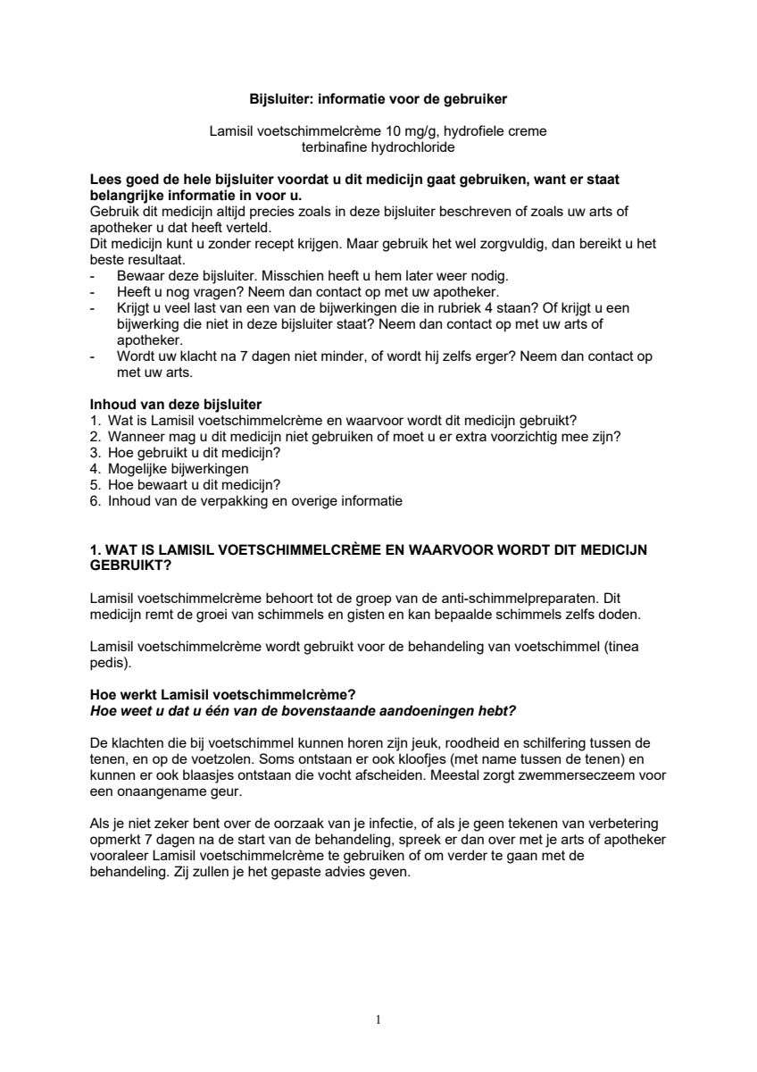 Voetschimmelcrème afbeelding van document #1, leaflet