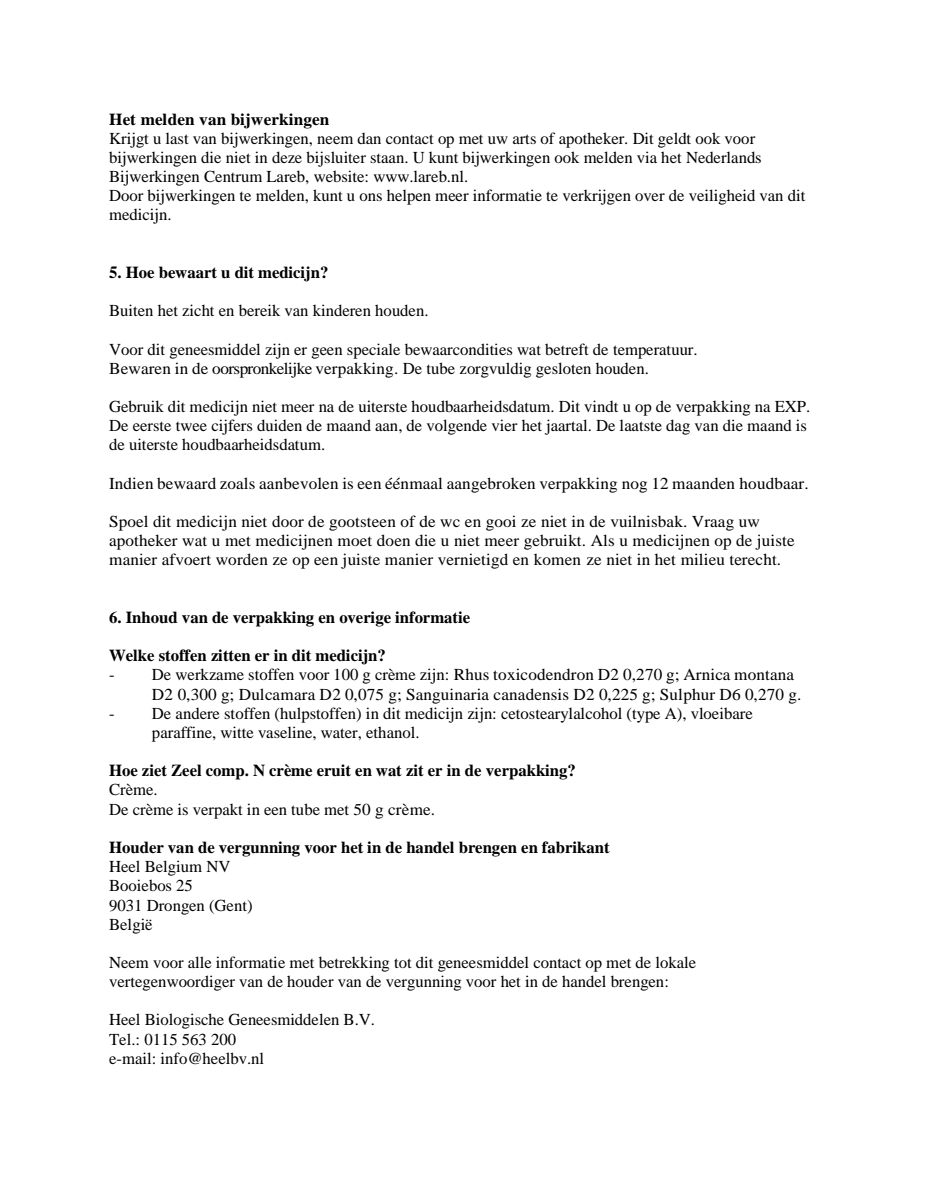 Zeel Compositum N Creme afbeelding van document #3, leaflet