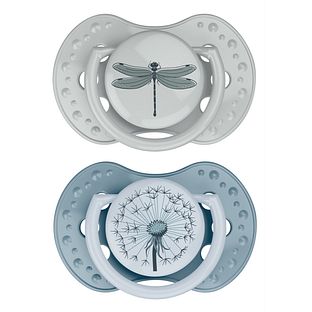 Difrax LOVI Dynamic Pacifier 6-18 Months Botanic Blue Green - Fopspeen 2ST