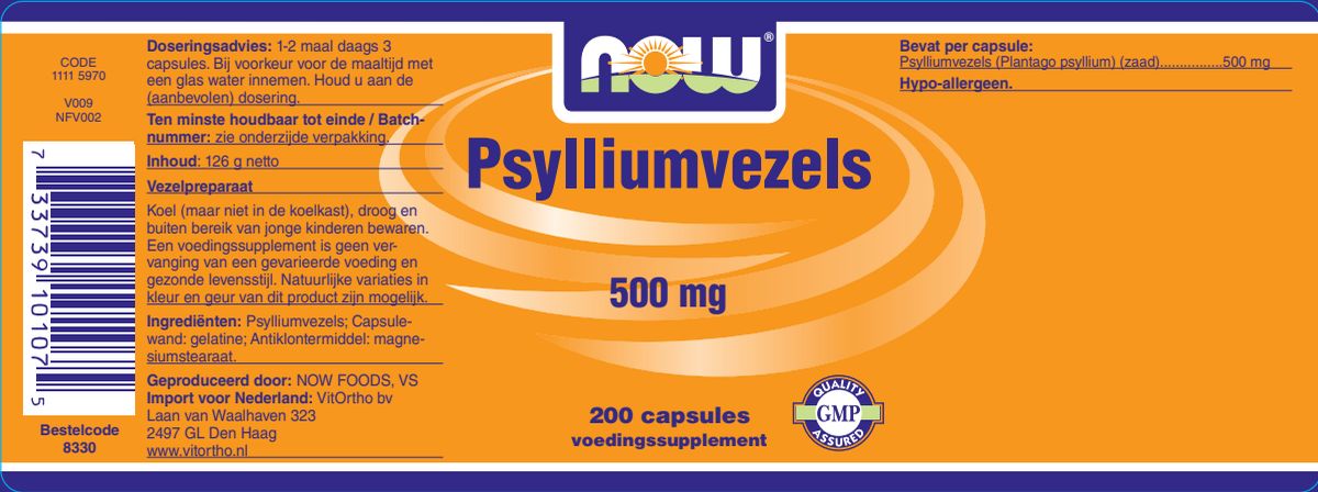 Psylliumvezels 500 MG afbeelding van document #1, label
