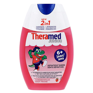 Theramed 2in1 Junior Tandpasta + Mondwater Aardbei 75ML