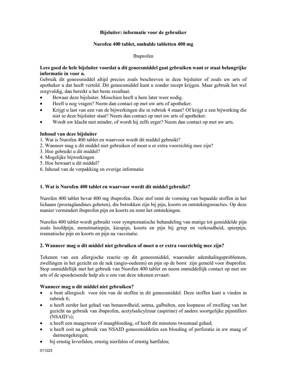 400mg Tabletten afbeelding van document #1, leaflet
