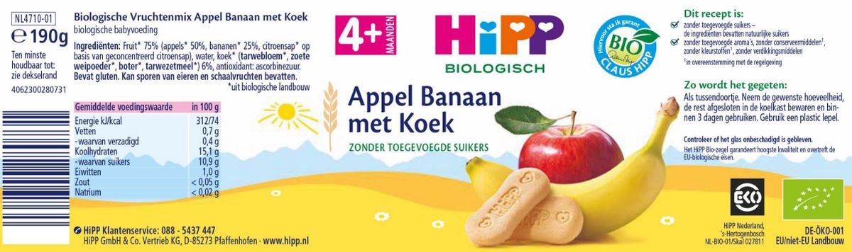 4M+ Appel Banaan met Koek afbeelding van document #1, label