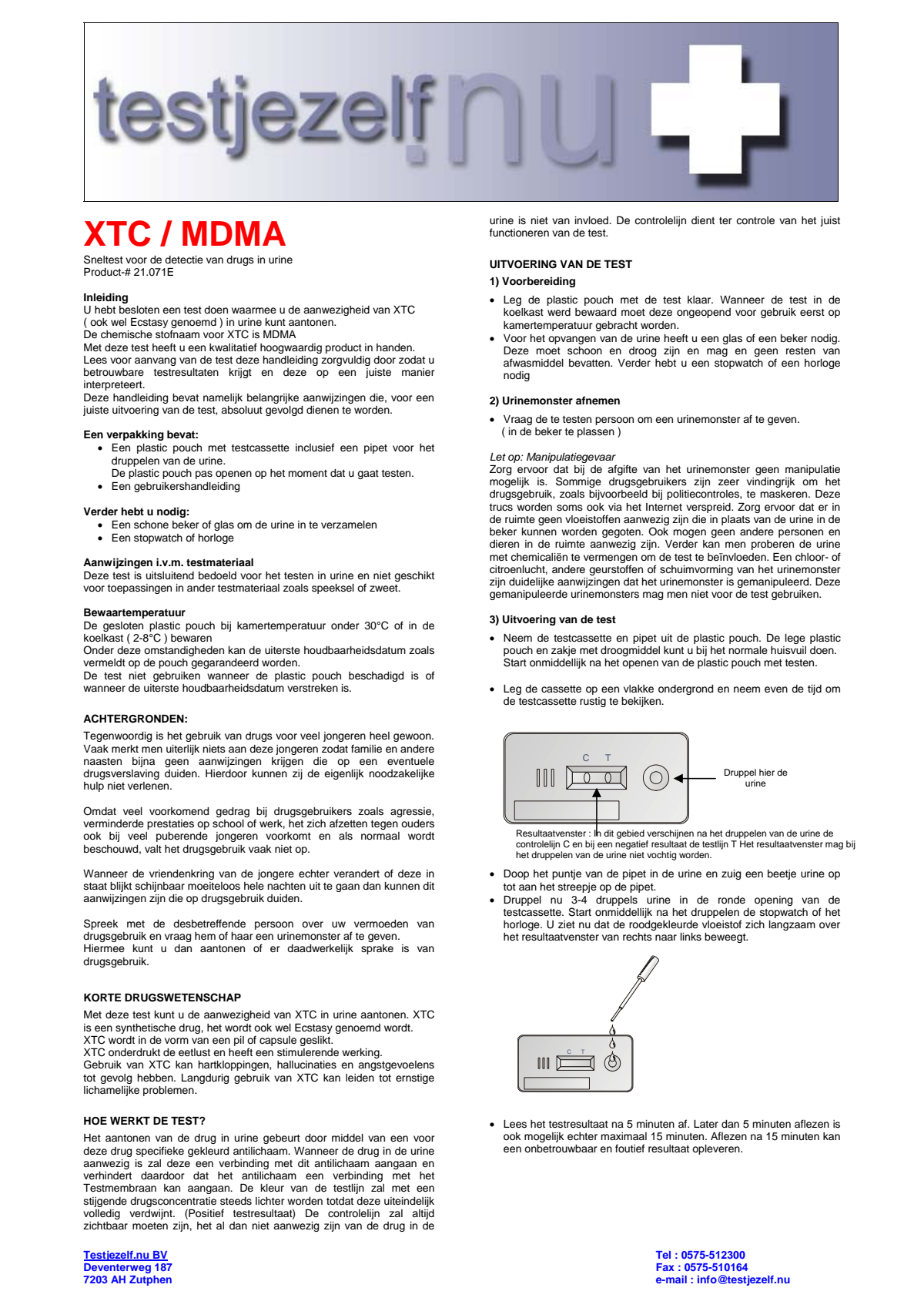 Drugstest MDMA XTC afbeelding van document #1, instructions