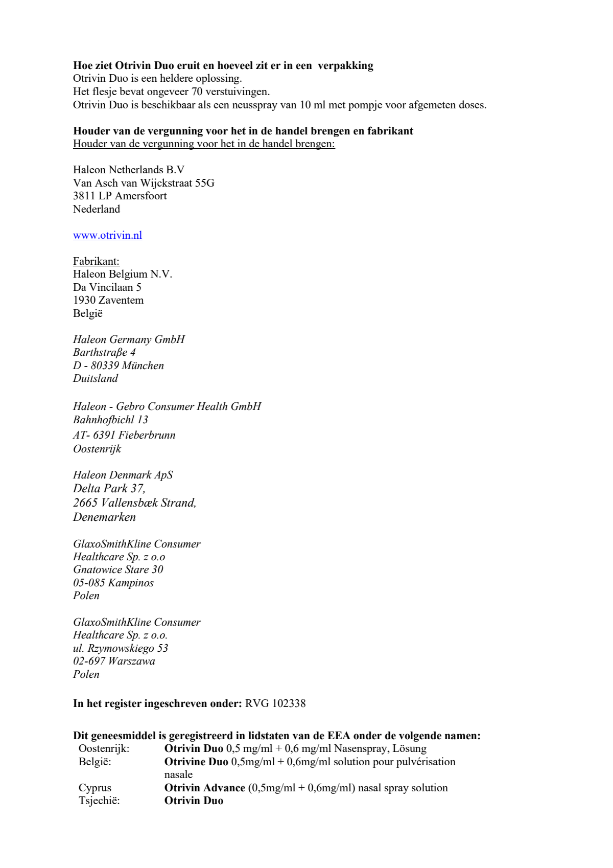 Duo Xylometazoline HCl Ipratropium Br, 0,5/0,6 mg/ml Neusspray bij een verstopte neus en loopneus afbeelding van document #7, leaflet