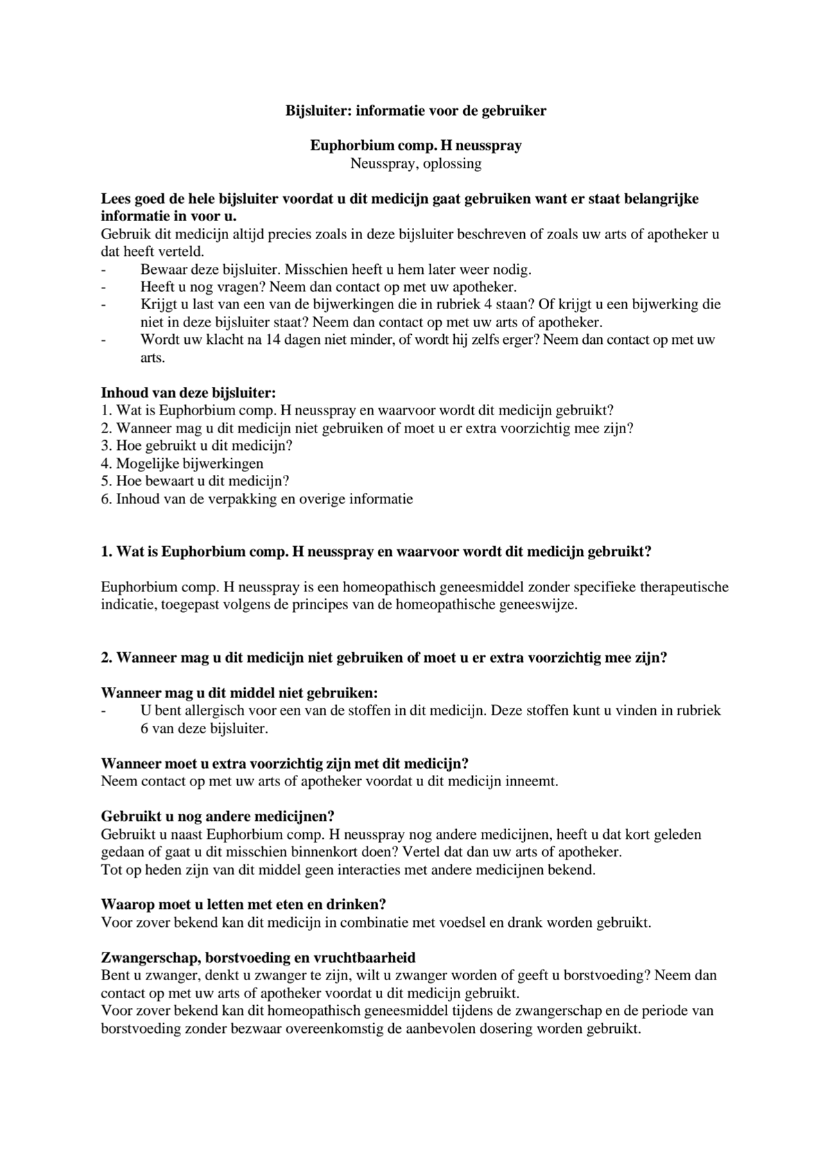 Euphorbium Neusspray afbeelding van document #1, leaflet