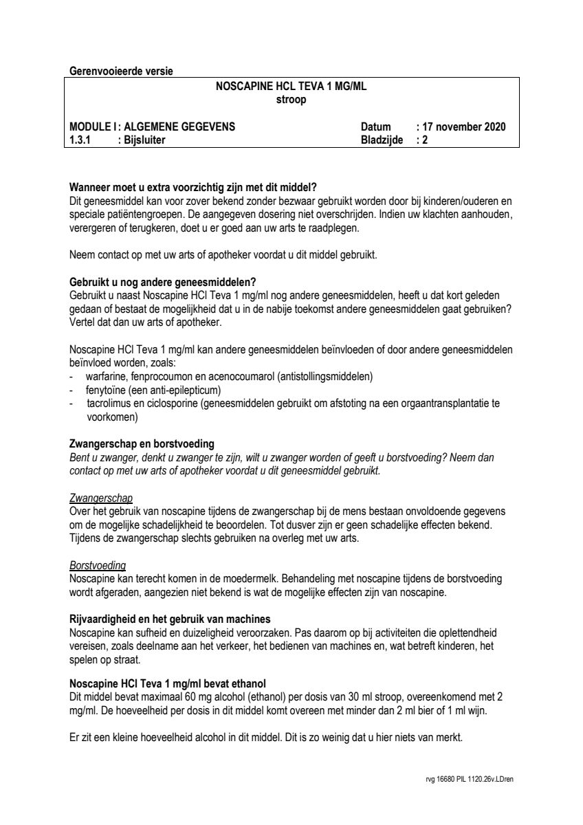 Noscapine Hcl 1=1 Pch Stroop 1mg/ml afbeelding van document #2, leaflet