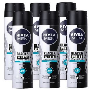 Nivea Men Black & White Invisible Fresh Deodorant Spray Voordeelverpakking 6x150ML