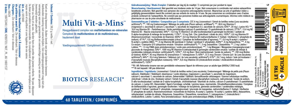 Multi Vit-a-Mins Tabletten afbeelding van document #1, label