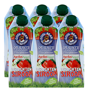 Cool Bear Vruchtensiroop Aardbei en Appel 6x750ML Cool Bear Vruchtensiroop Aardbei en Appel 6x750ML