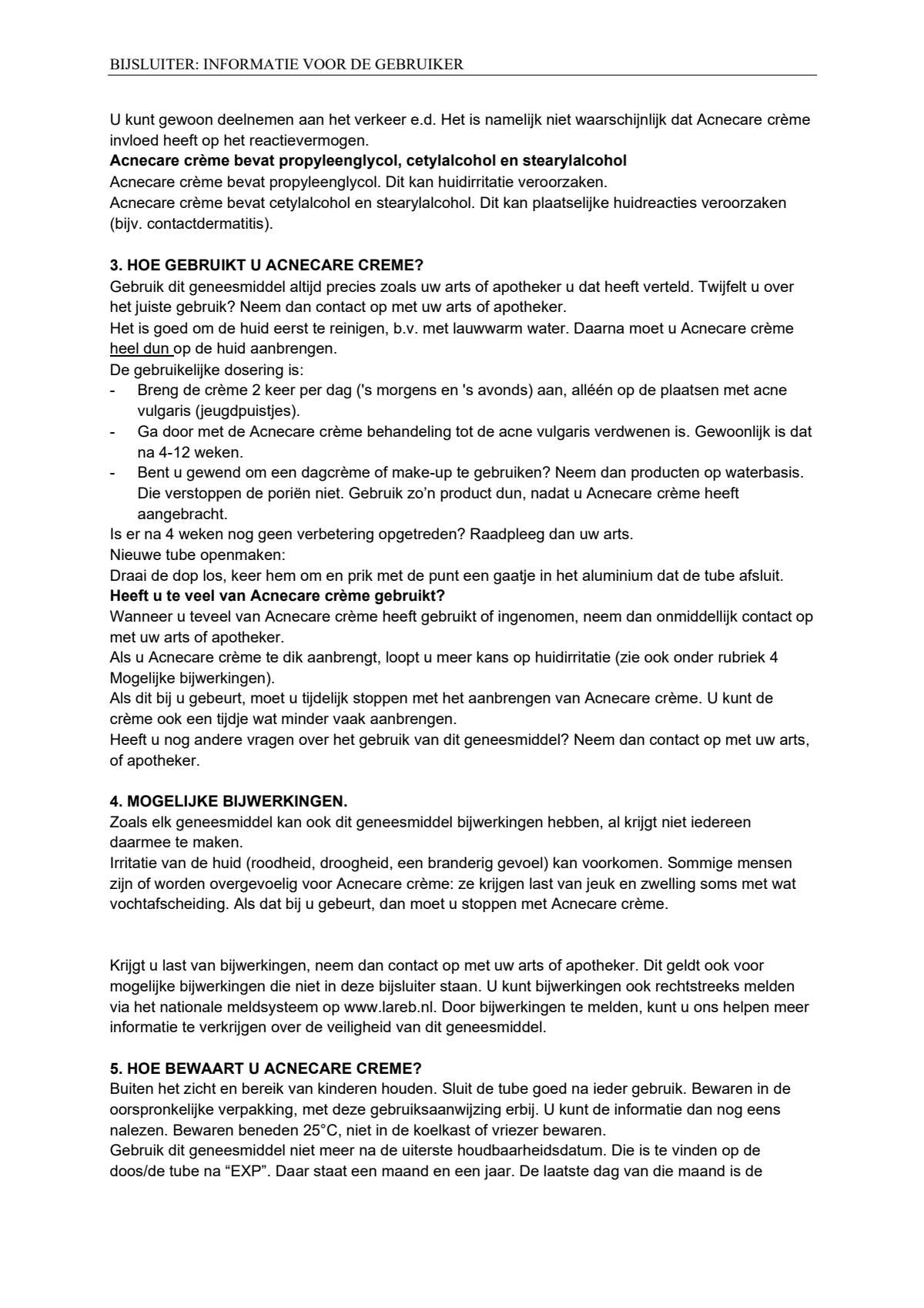 Acnecare Crème afbeelding van document #3, leaflet