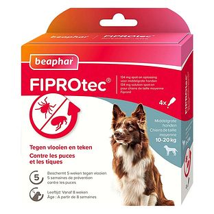 Beaphar FIPROtec tegen Vlooien en Teken Middelgrote Honden 4ST Beaphar FIPROtec tegen Vlooien en Teken Middelgrote Honden 4ST