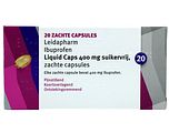 Leidapharm Ibuprofen Liquid Caps 400 mg Suikervrij 20CP Leidapharm Ibuprofen Liquid Caps 400 mg Suikervrij 20CP