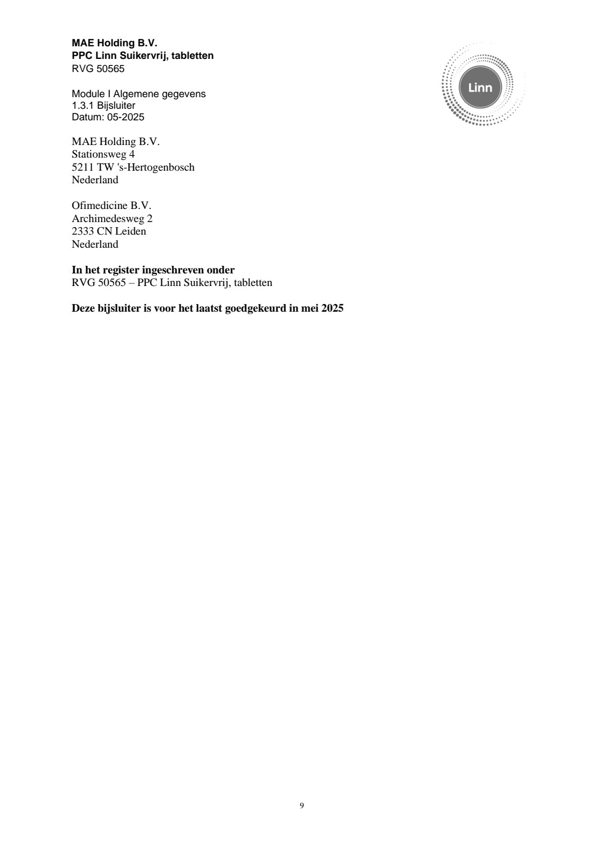 PPC Tabletten afbeelding van document #9, leaflet