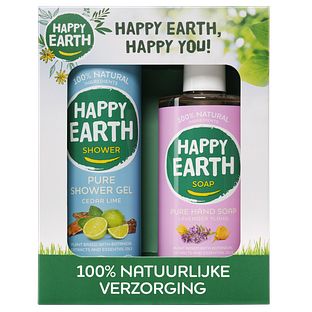 Happy Earth Giftset Cedar Lime Showergel & Lavender Ylang Handsoap 1ST Happy Earth Giftset Cedar Lime Showergel & Lavender Ylang Handsoap 1ST
