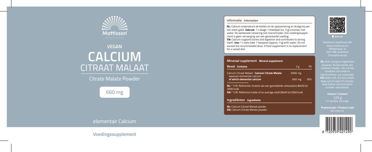 Calcium Citraat Malaat Poeder afbeelding van document #1, label