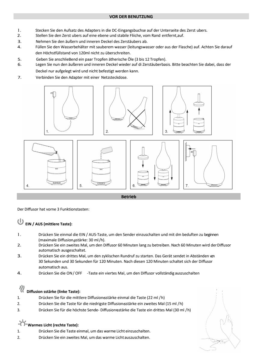 Impulse Aroma Diffuser afbeelding van document #12, instructions