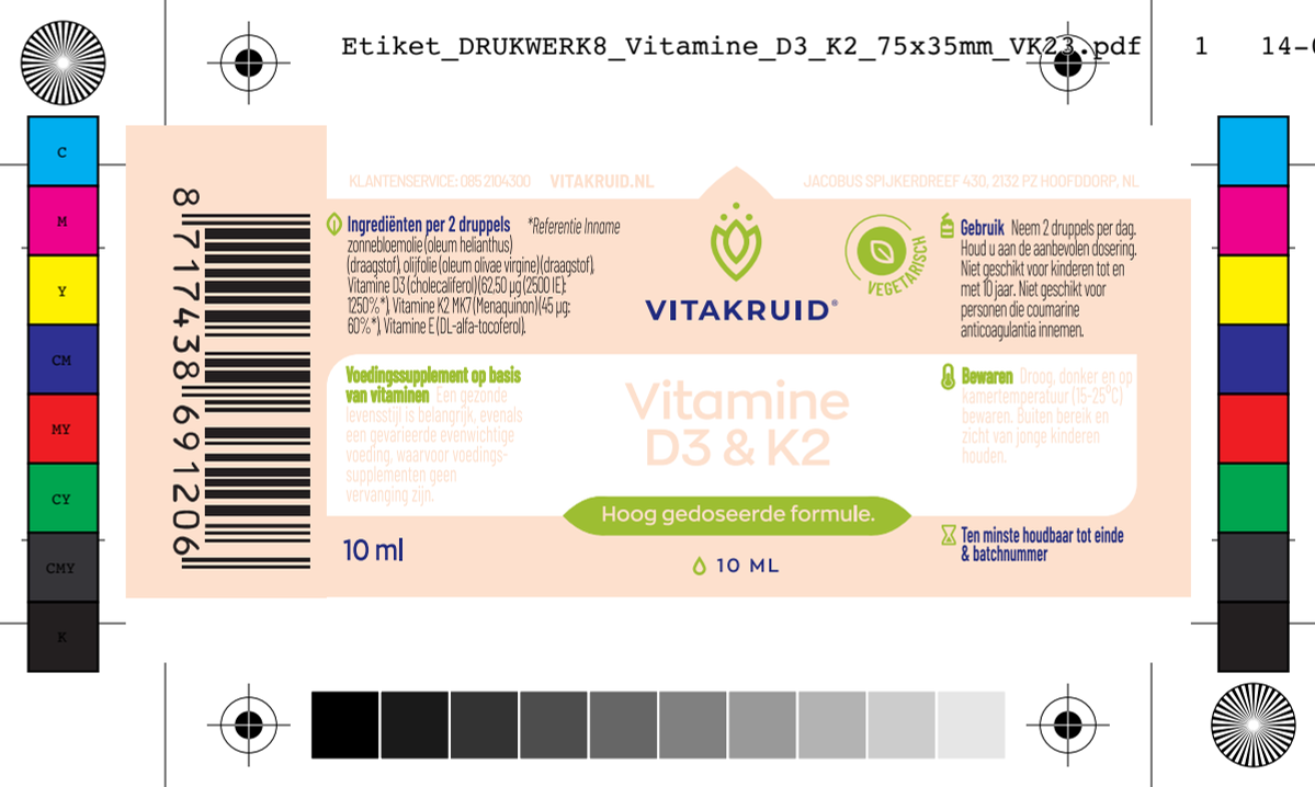 Vitamine D3 & K2 (MenaQ7®) met druppelpipet afbeelding van document #1, label