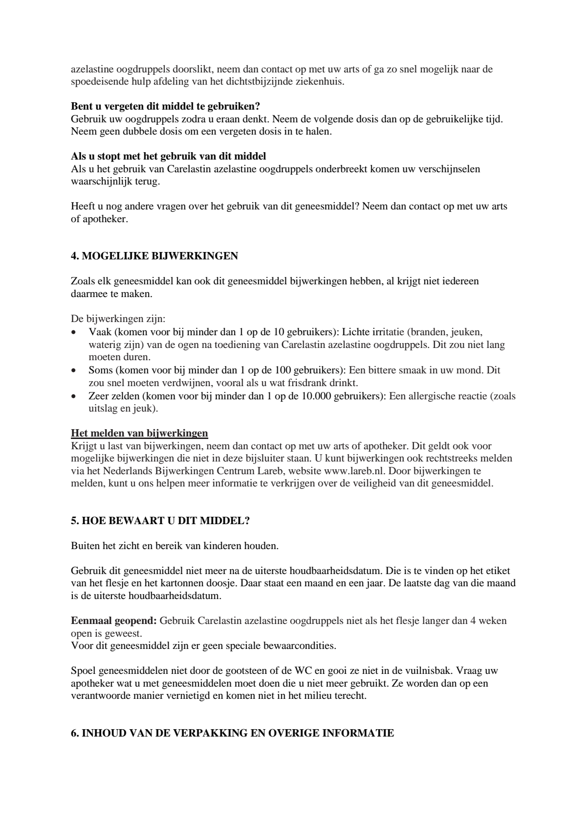 Azelastine Oogdruppels afbeelding van document #4, leaflet