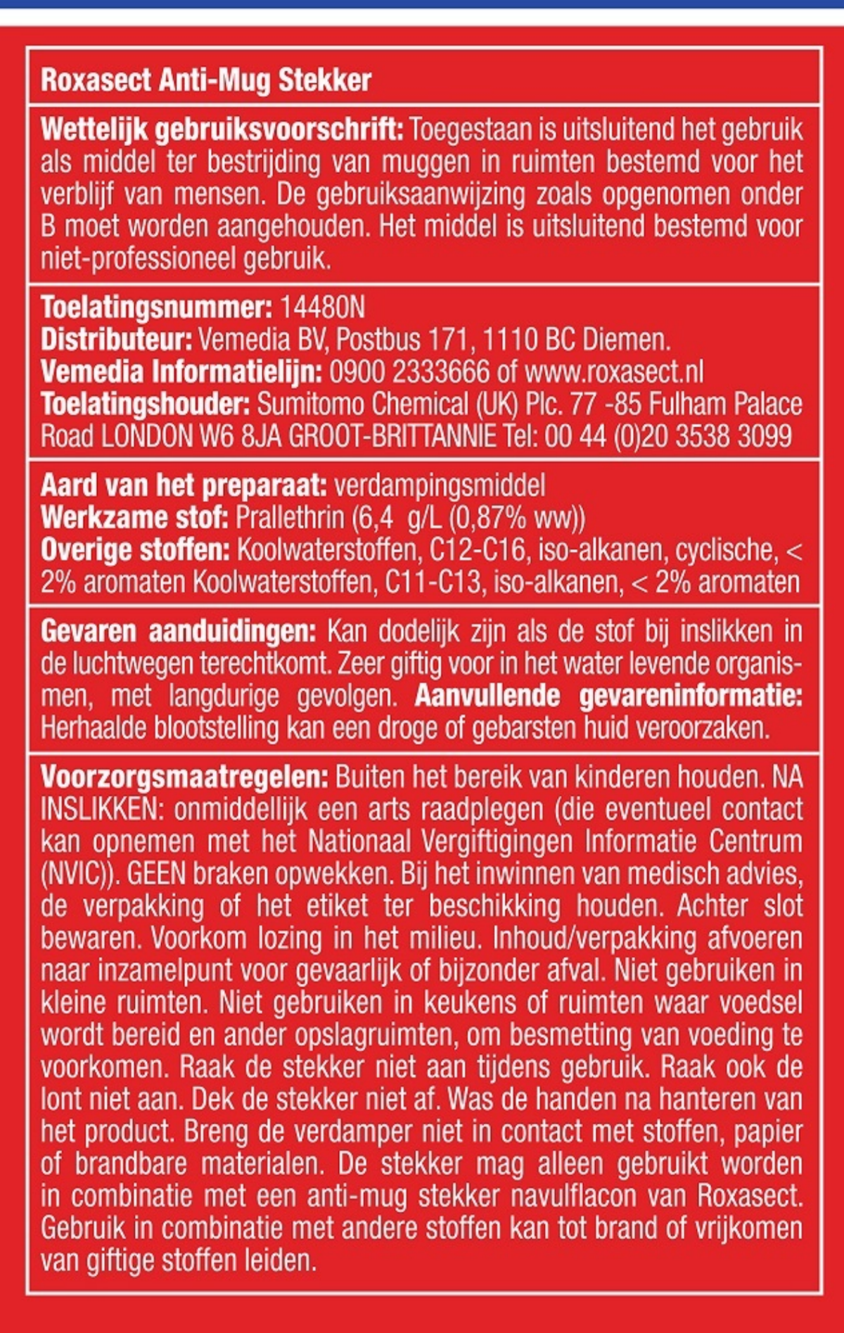 Muggenstekker Navulling afbeelding van document #1, label