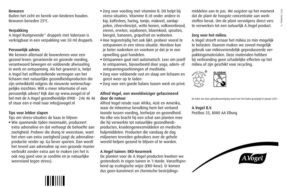Rustgevende¹* Druppels Valeriaan afbeelding van document #2, instructions