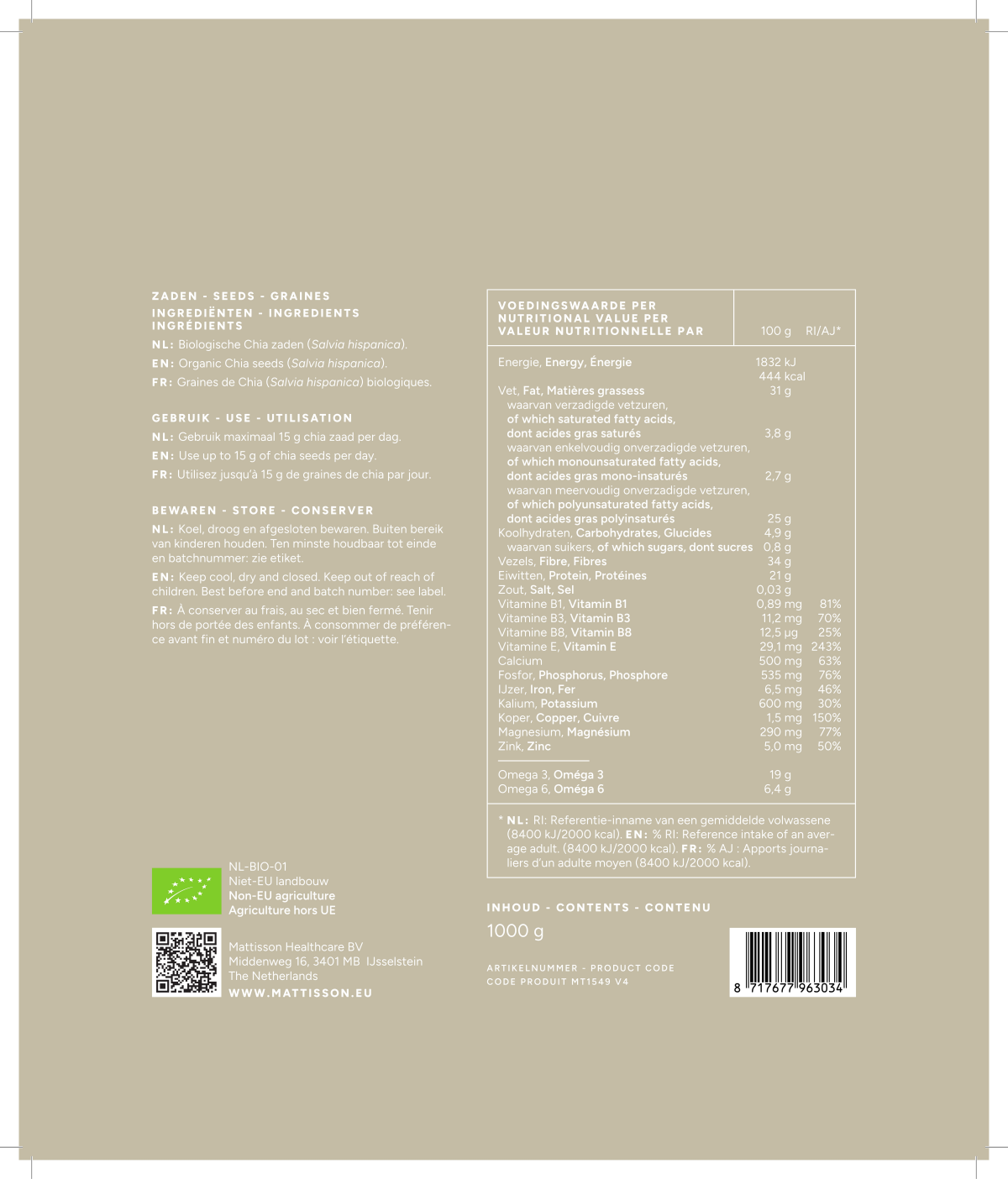 Biologische Chia Zaden afbeelding van document #1, label