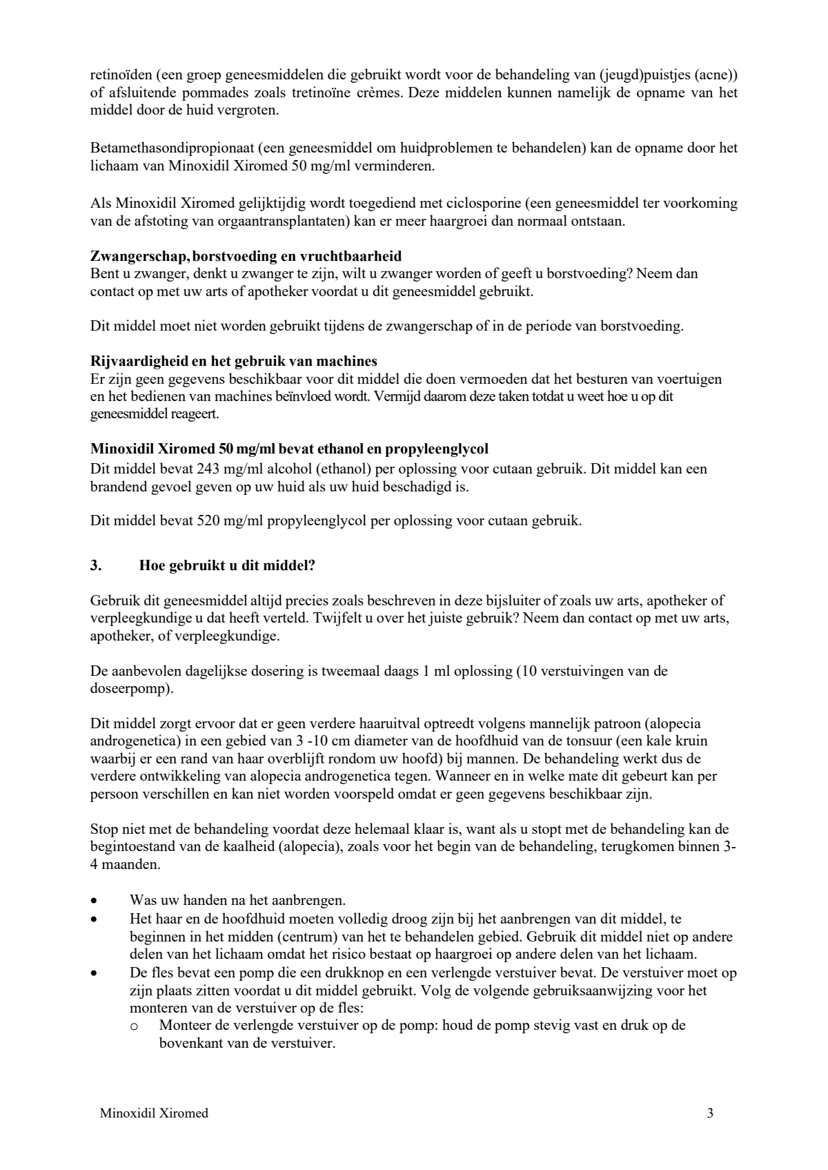 Minoxidil 50mg/ml Oplossing voor Cutaan Gebruik afbeelding van document #3, leaflet