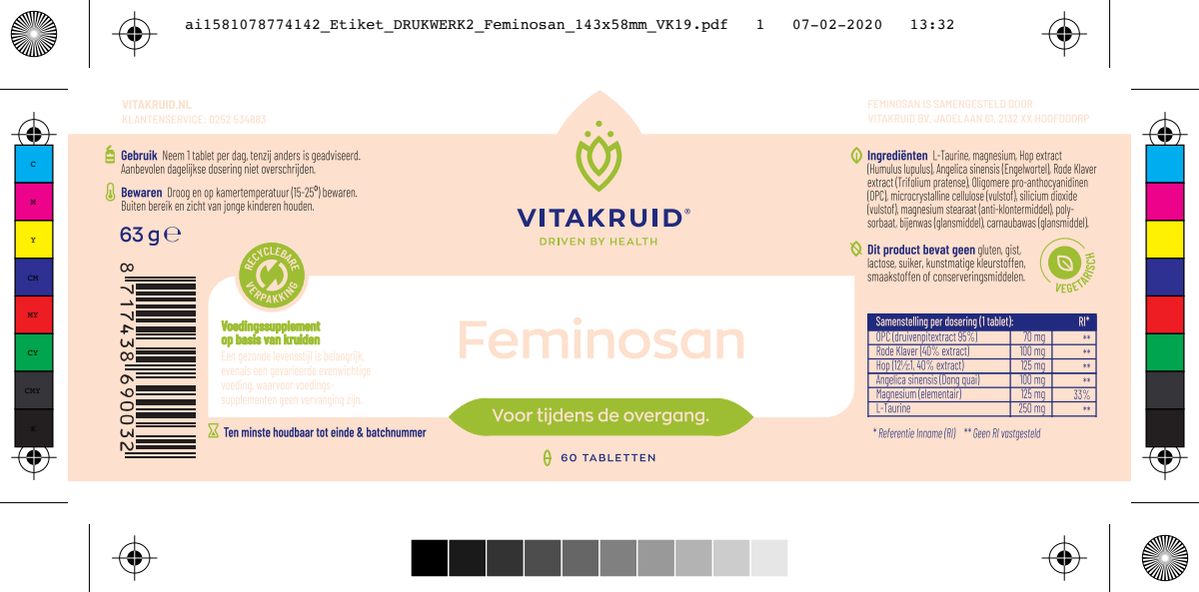 Feminosan Overgang complex oa Rode klaver & Hop afbeelding van document #1, label