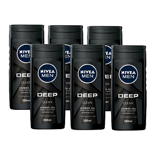 Nivea Men Deep Clean Shower Gel Voordeelverpakking 6x250ML