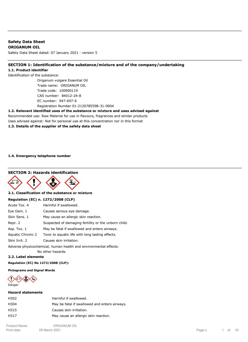 Essentiële Olie Oregano afbeelding van document #1, label