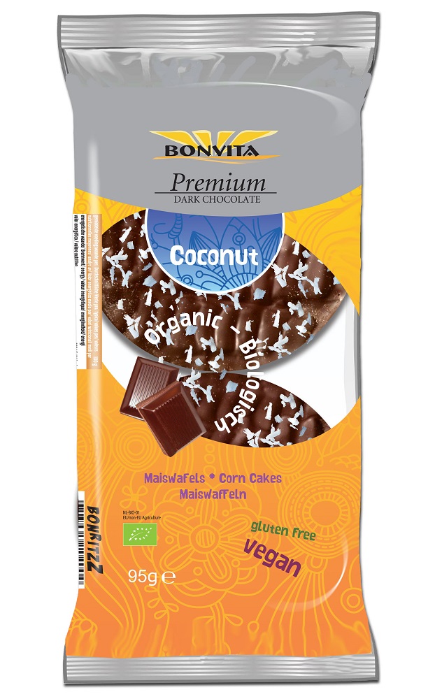 BonVita Premium Dark Chocolate Coconut Maiswafels afbeelding