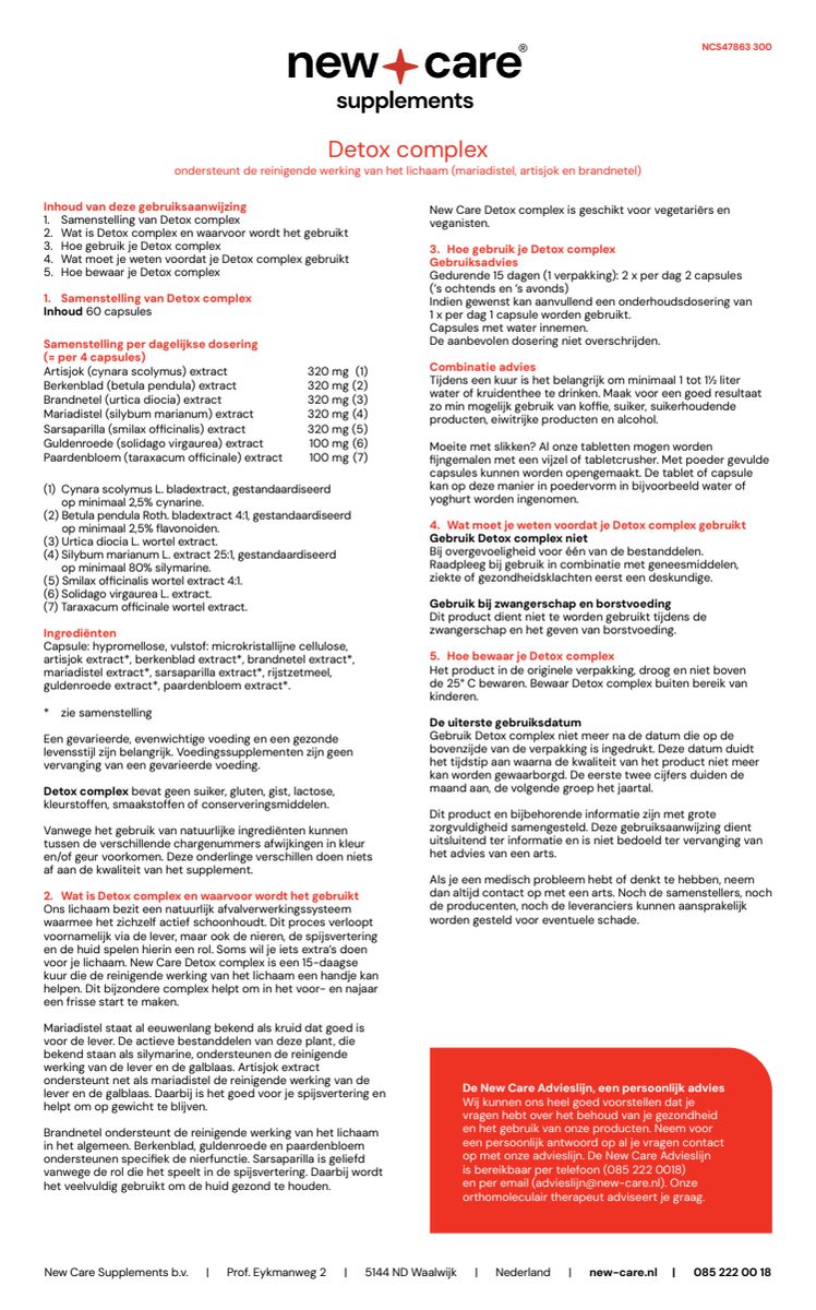Detox Complex Capsules afbeelding van document #1, instructions