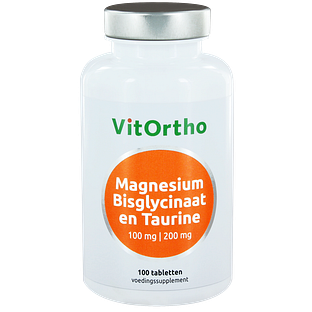 VitOrtho Magnesium Bisglycinaat en Taurine 100mg Tabletten 100TB VitOrtho Magnesium Bisglycinaat en Taurine 100mg Tabletten 100TB