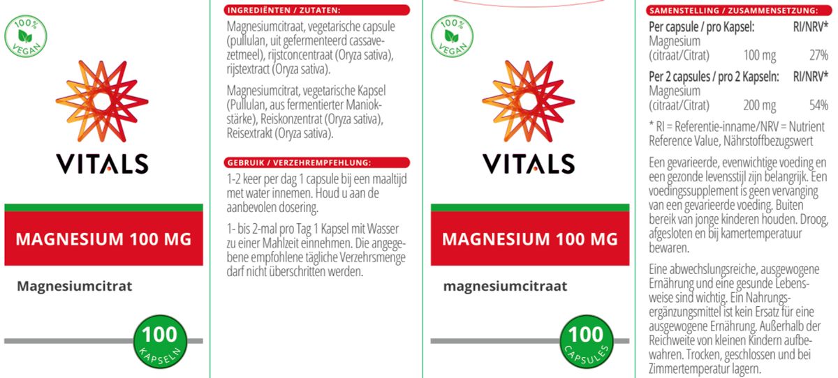 Magnesium 100mg Capsules afbeelding van document #1, label