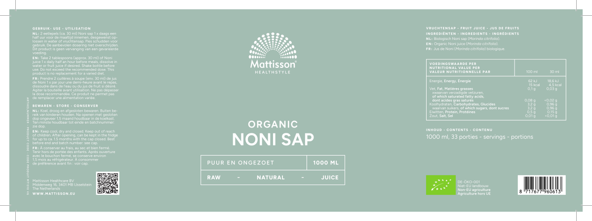 Organic Noni 100% Pure Juice afbeelding van document #1, label