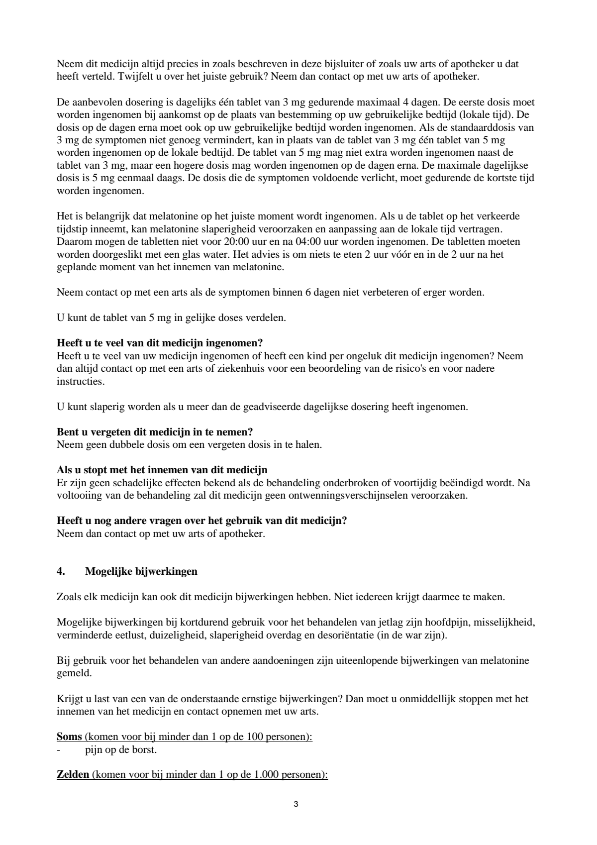 Melatonine 3 mg Tabletten afbeelding van document #3, leaflet