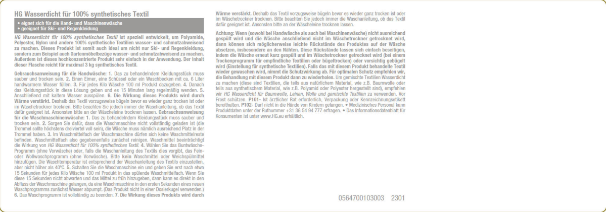 Wasruimte Waterdicht 100% Synthetisch Textiel afbeelding van document #2, label