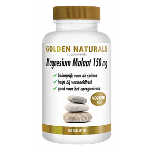 Golden Naturals Magnesium Malaat 150mg Tabletten 180TB