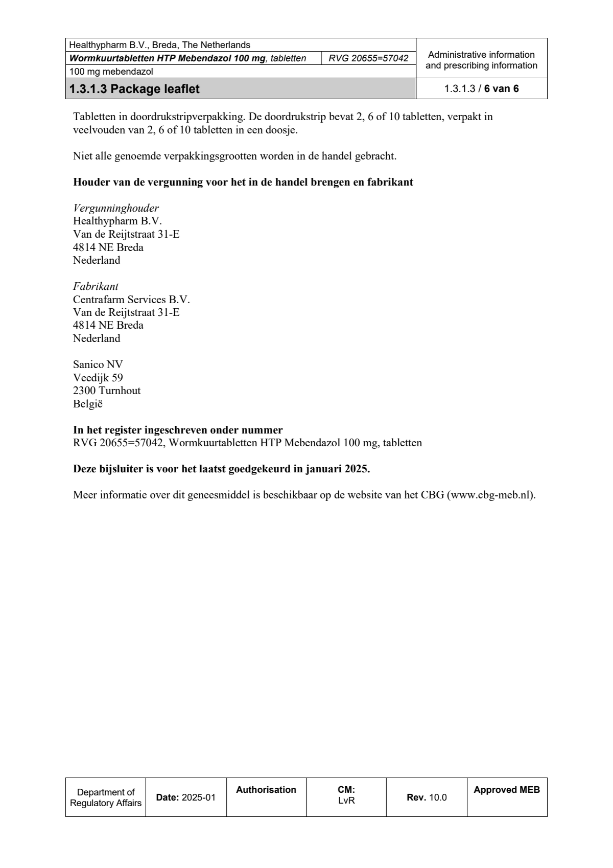 Mebendazol Wormkuurtabletten afbeelding van document #6, leaflet