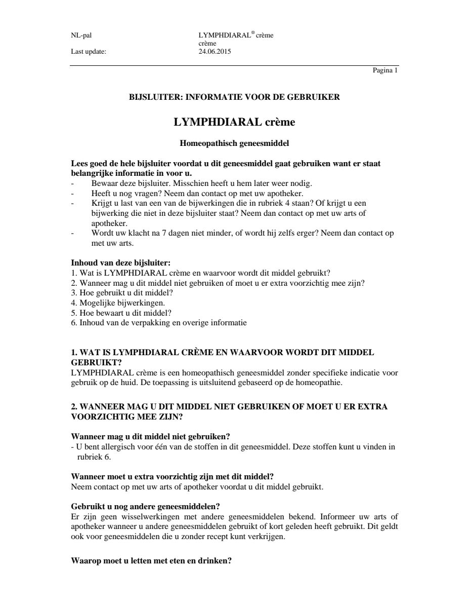 Lymphdiaral Zalf afbeelding van document #1, leaflet