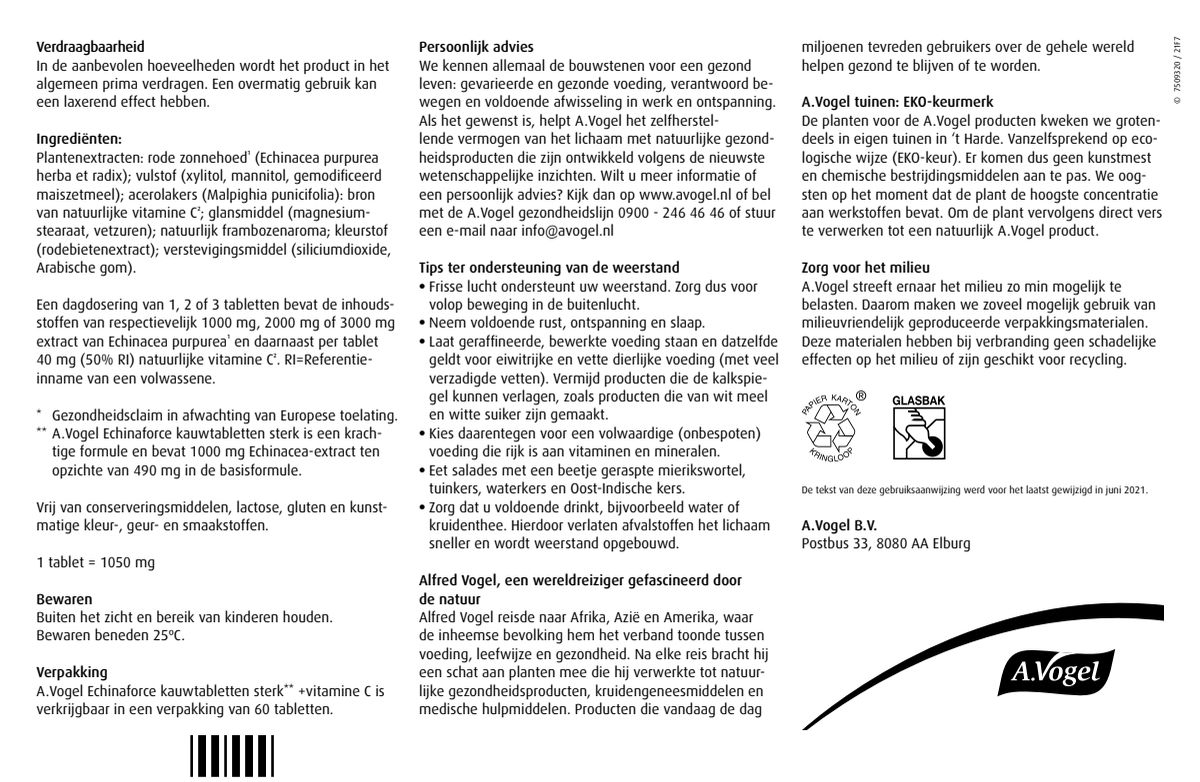 Echinaforce Kauwtabletten sterk** + Vitamine C Tabletten afbeelding van document #2, instructions