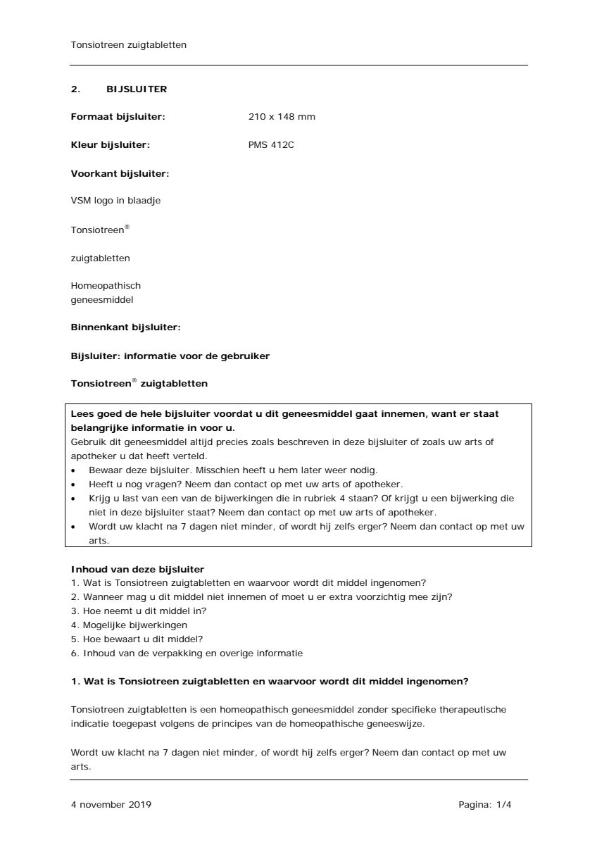 Tonsiotreen Zuigtabletten afbeelding van document #1, leaflet