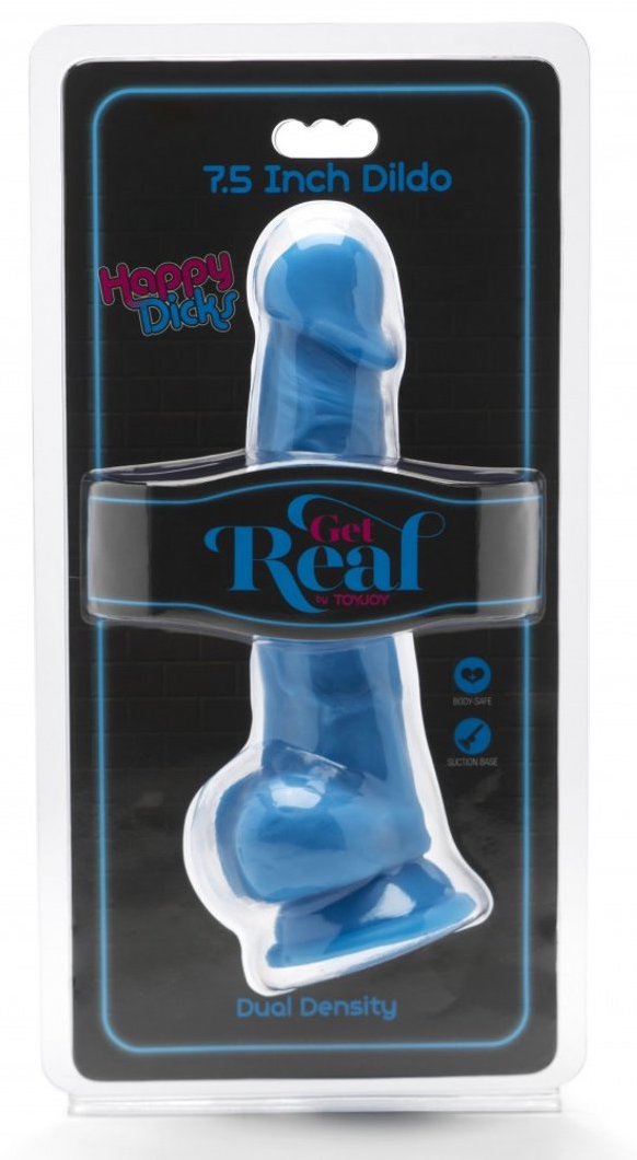 Toyjoy Get Real Zuignap Dildo met Balzak Blauw afbeelding