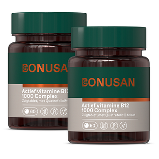 Bonusan Actief vitamine B12 1000 Complex Zuigtabletten Duoverpakking 2x60ZTB