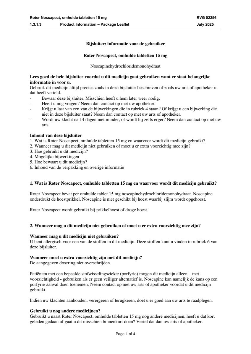 Noscapect Tabletten afbeelding van document #1, leaflet