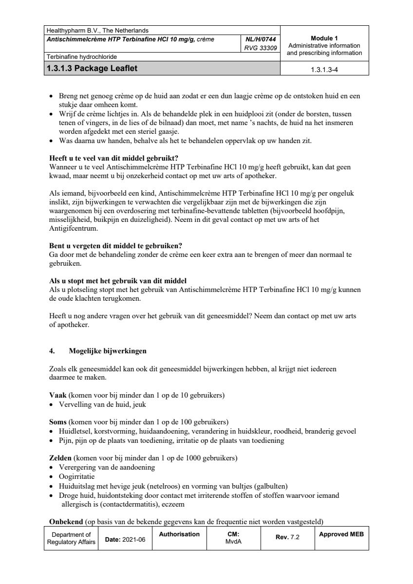 Terbinafine Anti-Schimmel Crème afbeelding van document #4, leaflet