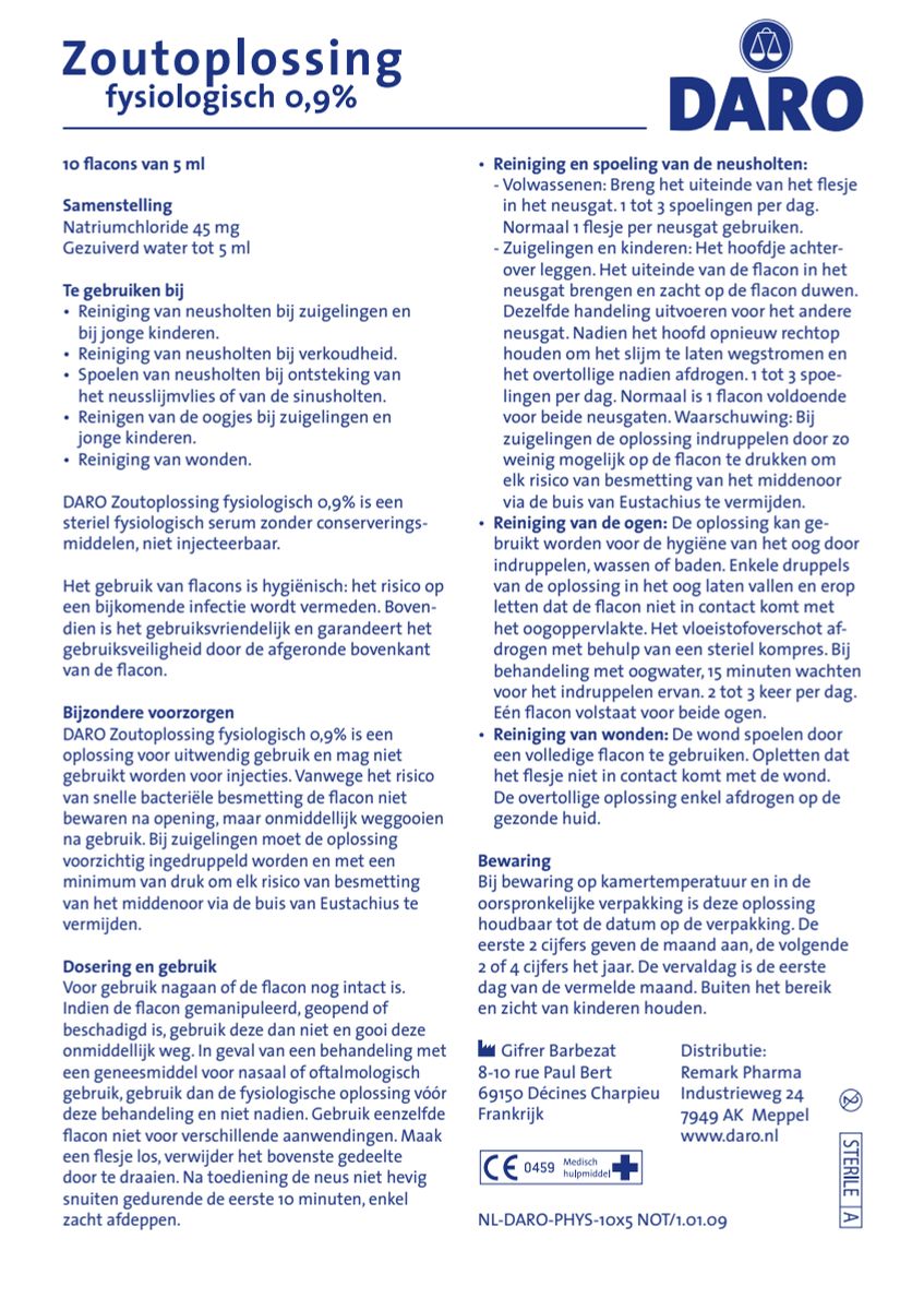 Kind Zoutoplossing Fysiologisch afbeelding van document #1, instructions