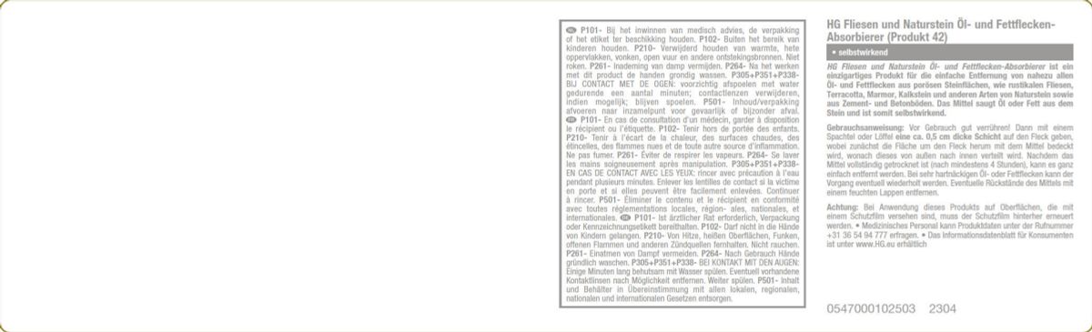 Vloeren Tegel & Natuursteen Olie - en Vetvlekken Absorbeerder afbeelding van document #2, label