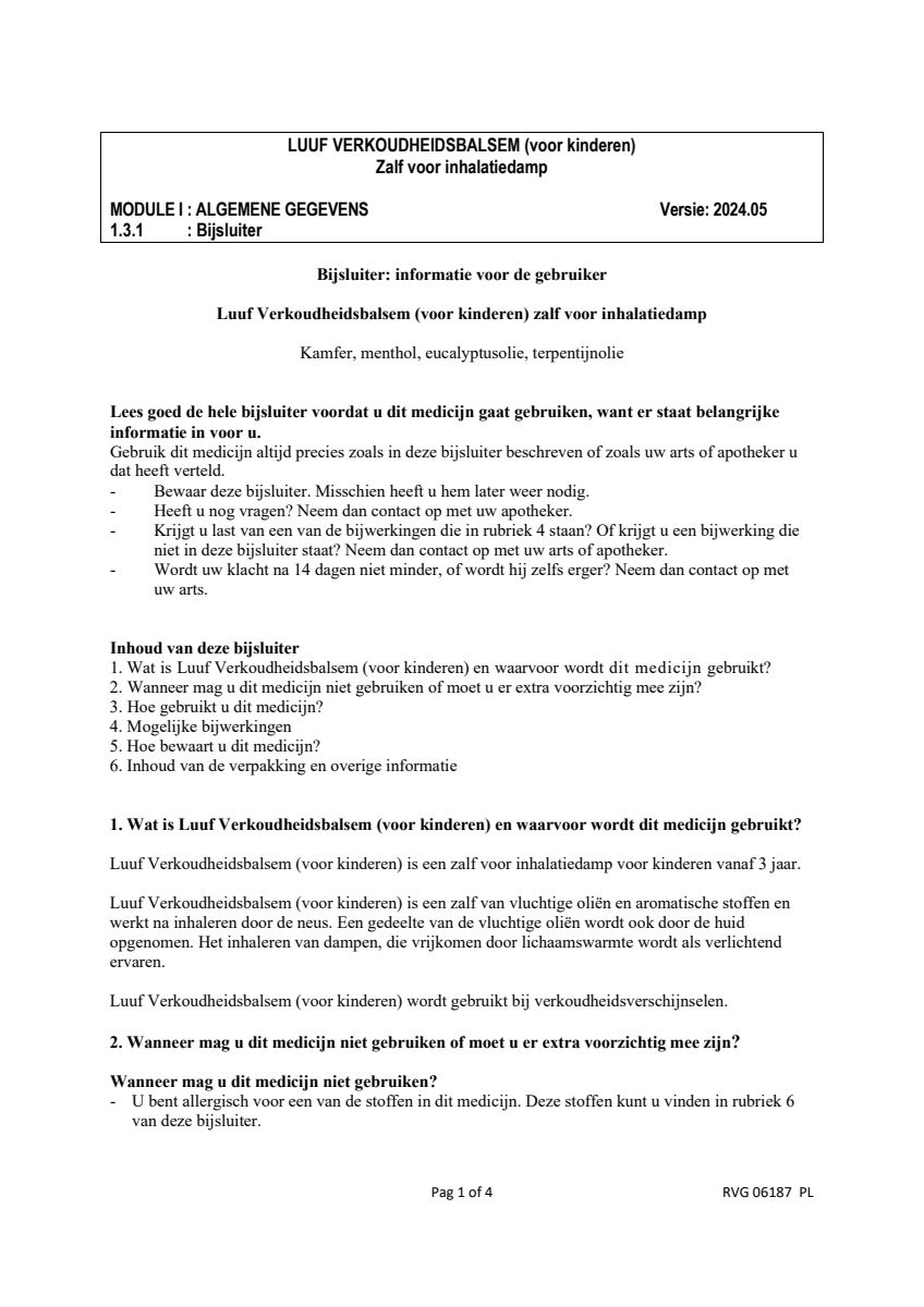 Verkoudheids Balsem Kind Blauw afbeelding van document #1, leaflet